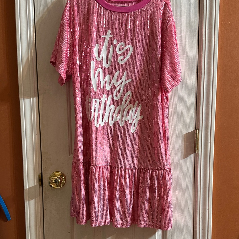 Amazon Pink Sequin Birthday Midi Dress